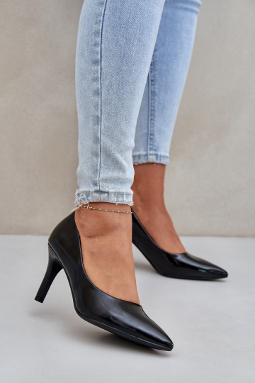 chaussures à talons hauts Z avec effet vernisj Eko Skóry couleur noire Sanalitia 2