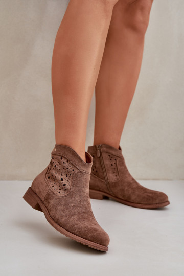 Bottes ajourées Féminin avec des talons larges S.Barski HY51-113 marron