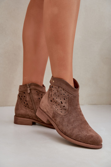 Bottes ajourées Féminin avec des talons larges S.Barski HY51-113 marron 2