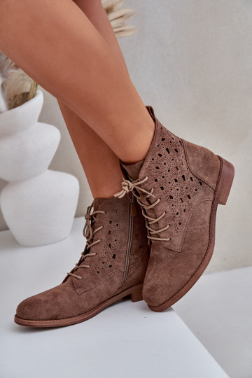 Bottes à lacets avec des éléments ajourés S.Barski HY51-136 marron 2