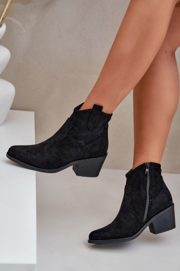 bottes style coÀboy Au Château Eko Daim ajouré S.Barski HY51-061 couleur noire