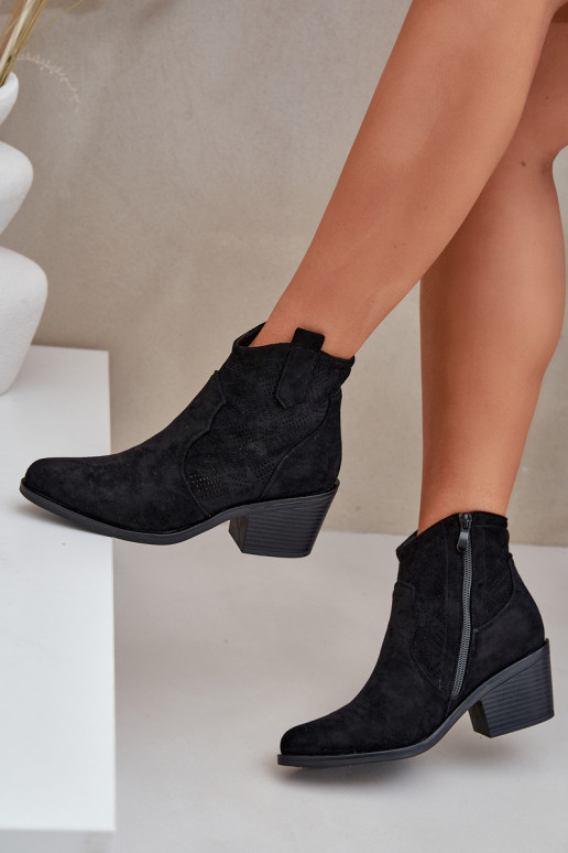 bottes style coÀboy Au Château Eko Daim ajouré S.Barski HY51-061 couleur noire