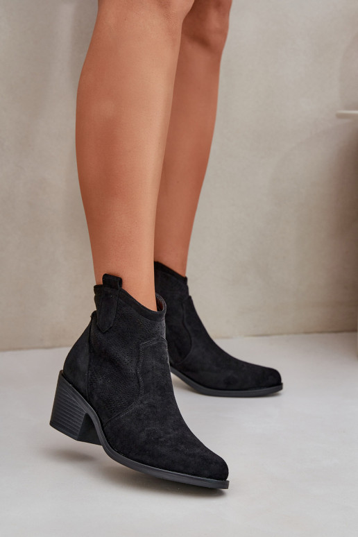 bottes style coÀboy Au Château Eko Daim ajouré S.Barski HY51-061 couleur noire