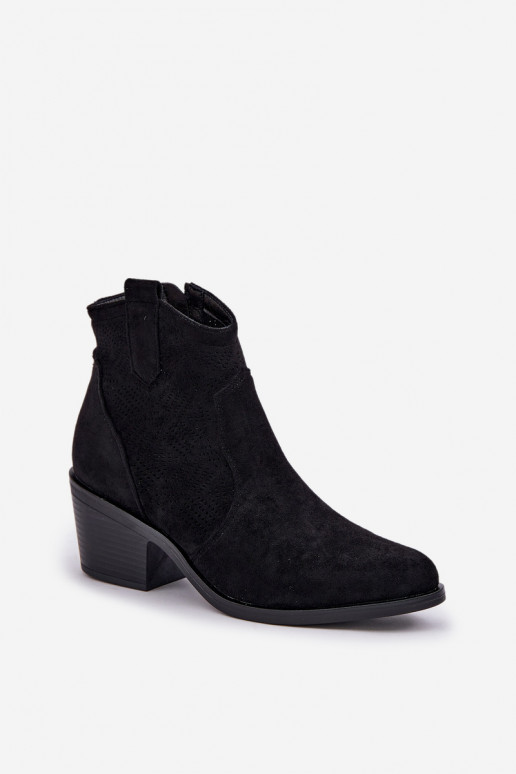 bottes style coÀboy Au Château Eko Daim ajouré S.Barski HY51-061 couleur noire