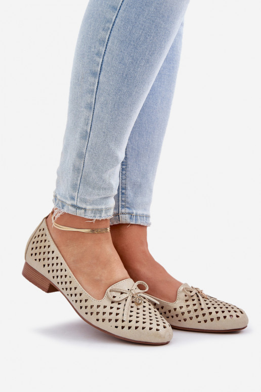 Ballerines ajourées avec des rubans Eko Peau couleur dorée Relabra