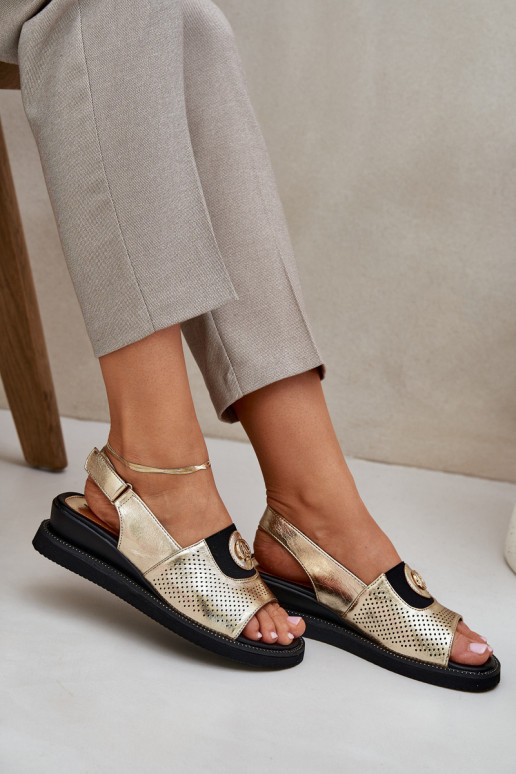 Sandales pour femmes avec une plateforme couleur dorée Isnnoria