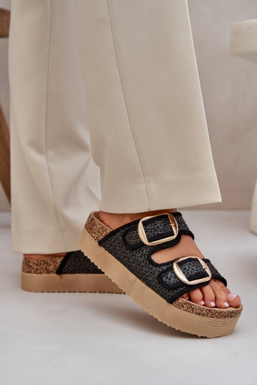 Chaussons Avec tresse I avec bouclesmi avec une plateforme couleur noire Aralissea 2