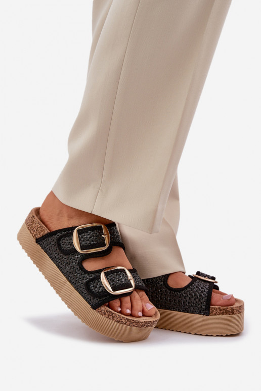 Chaussons Avec tresse I avec bouclesmi avec une plateforme couleur noire Aralissea Chaussons Avec tresse I avec bouclesmi avec une plateforme couleur noire Aralissea