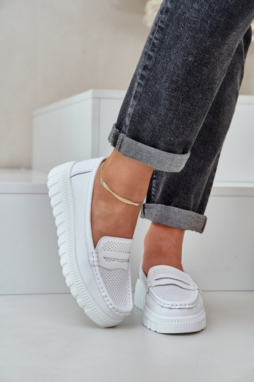 Peau Mocassins plateforme femme I Koturnie couleur blanche Elanindel 2
