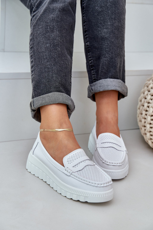 Peau Mocassins plateforme femme I Koturnie couleur blanche Elanindel