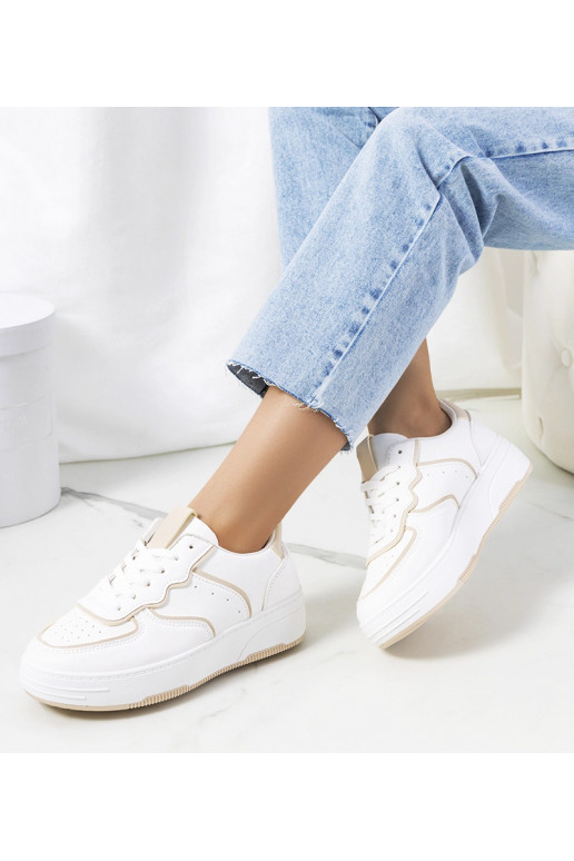 Baskets femme blanches et beiges Bieke