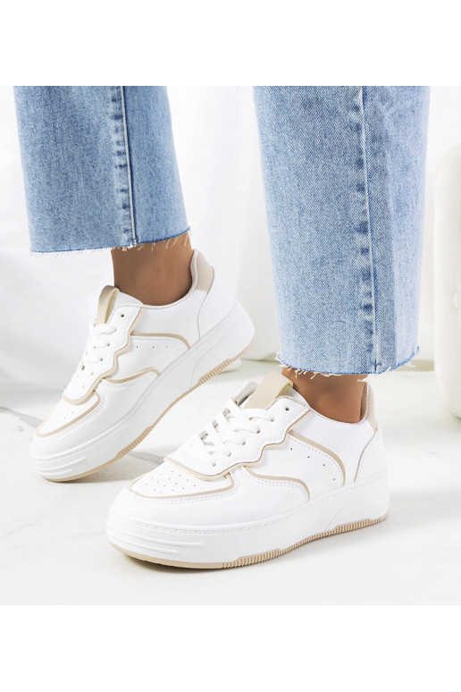 Baskets femme blanches et beiges Bieke