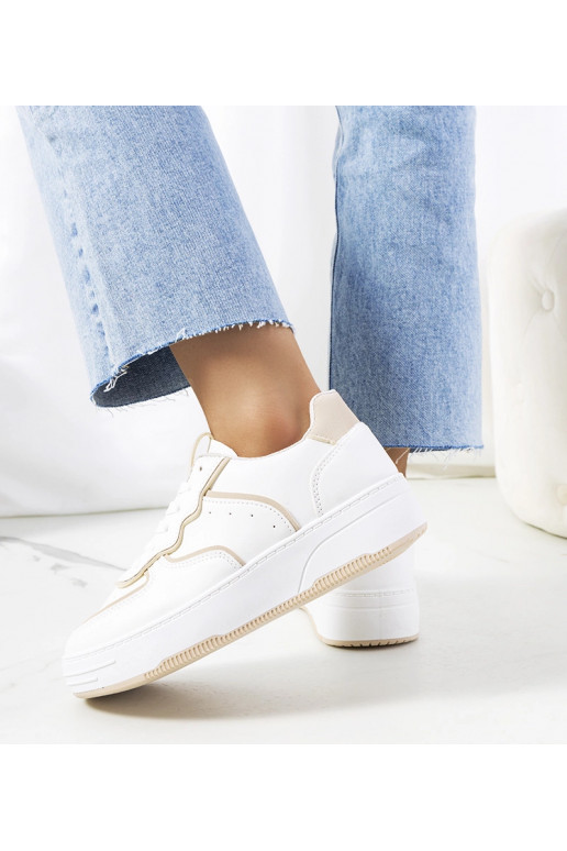 Baskets femme blanches et beiges Bieke