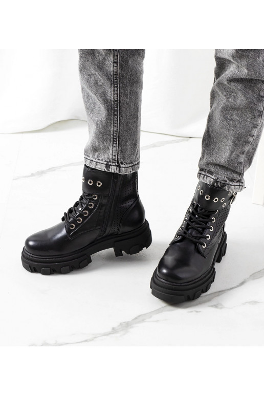 Bottines noires à semelle trapèze Rubeo