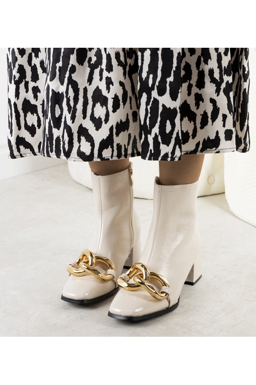 Bottines Milanel en cuir verni beige