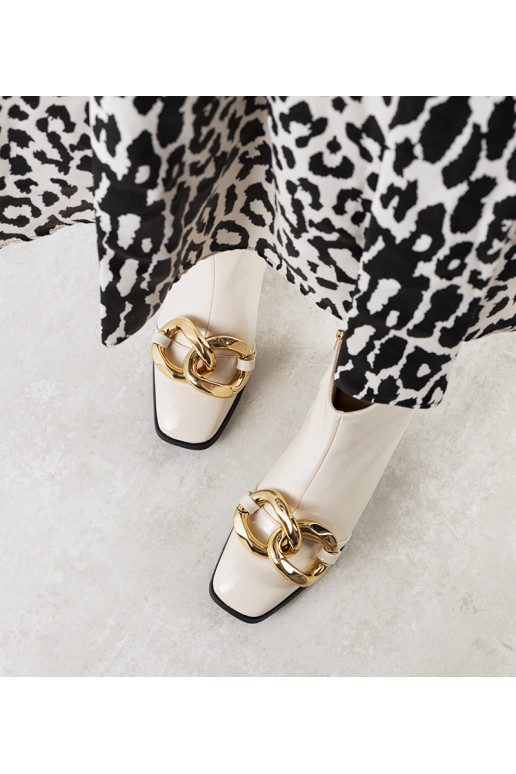 Bottines Milanel en cuir verni beige