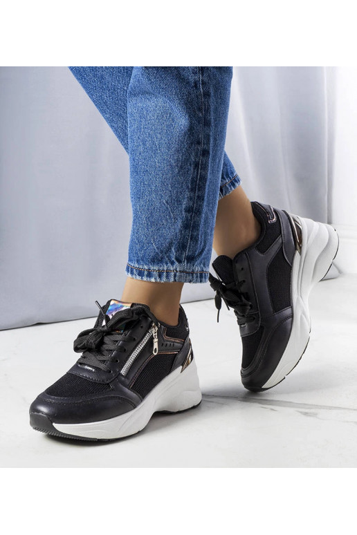 Baskets compensées noires Stacey