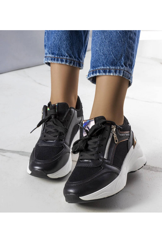 Baskets compensées noires Stacey