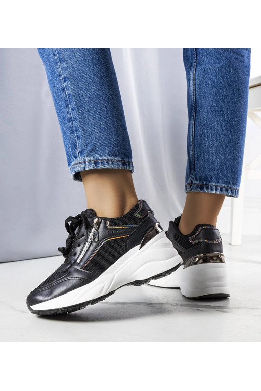 Baskets compensées noires Stacey