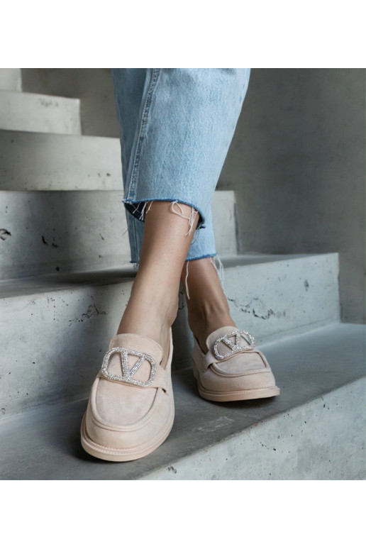 Mocassins beiges ornés de strass Colette