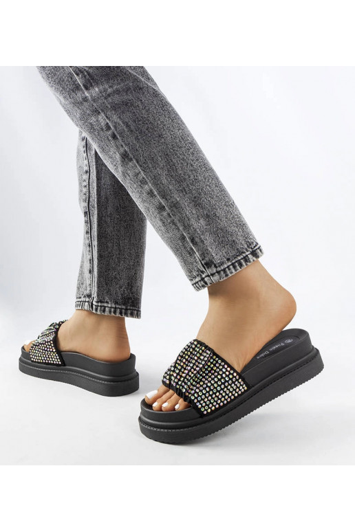 Mules à plateforme en zircon noir Franet