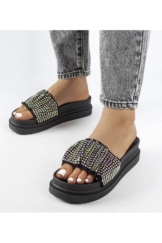 Mules à plateforme en zircon noir Franet