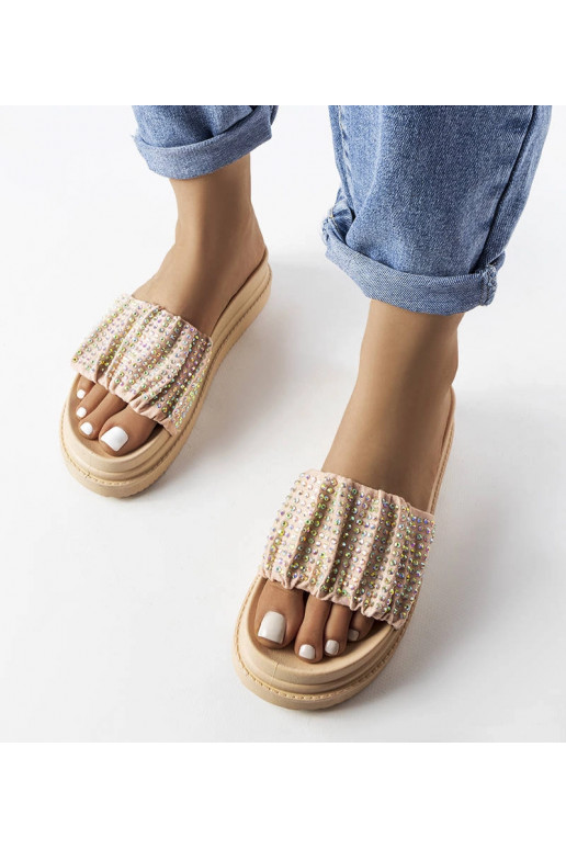 Mules à plateforme roses avec zircons...