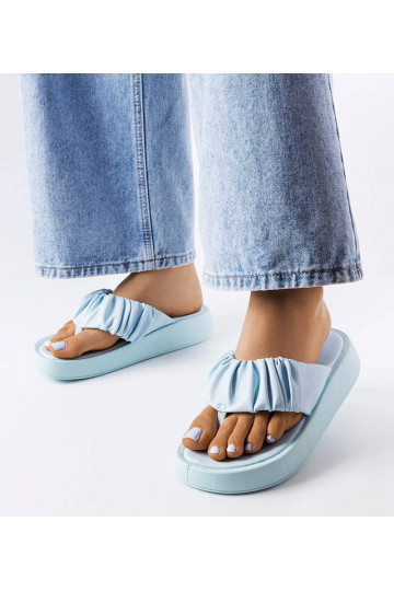 Tongs froncées bleues Filena
