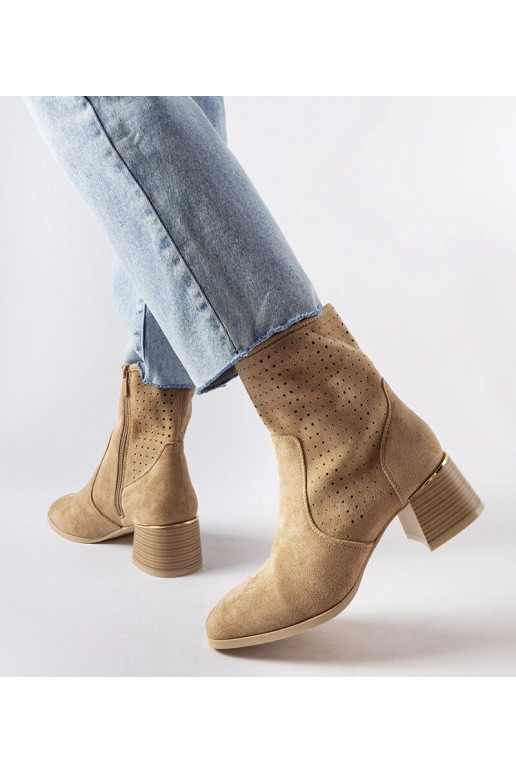 Bottines beiges à tige perforée Cavallo