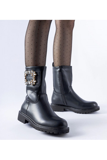 Bottines noires ornées de...