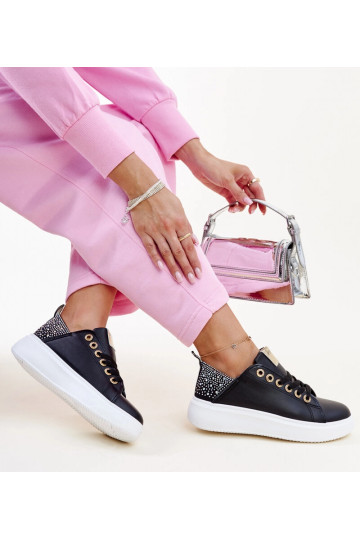 Baskets noires avec zircons Antonietta