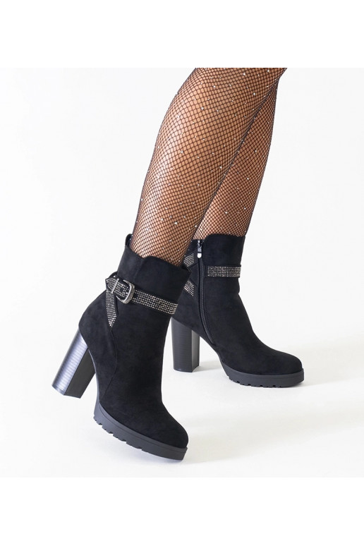 Bottines noires avec zircons,...