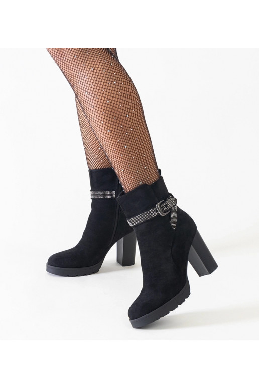 Bottines noires avec zircons,...