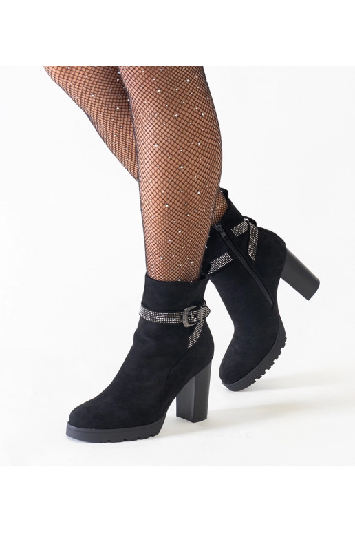 Bottines noires avec zircons,...
