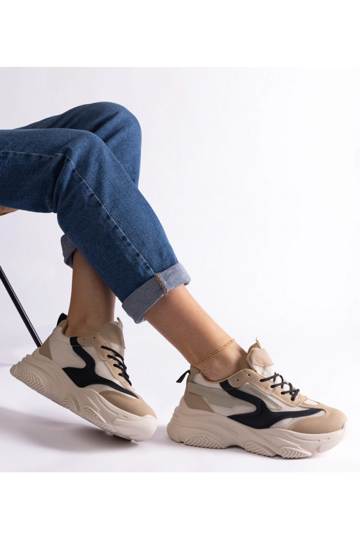 Baskets femme beige et noir Milenka