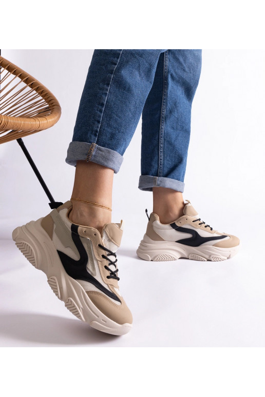 Baskets femme beige et noir Milenka