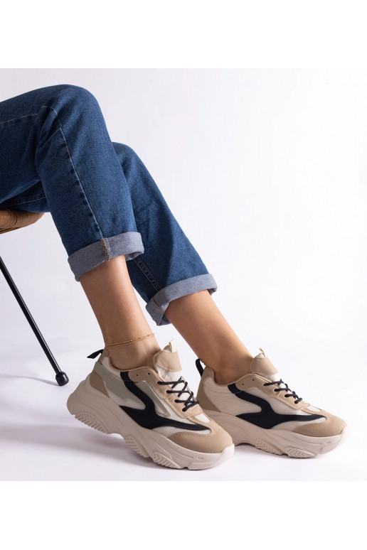 Baskets femme beige et noir Milenka