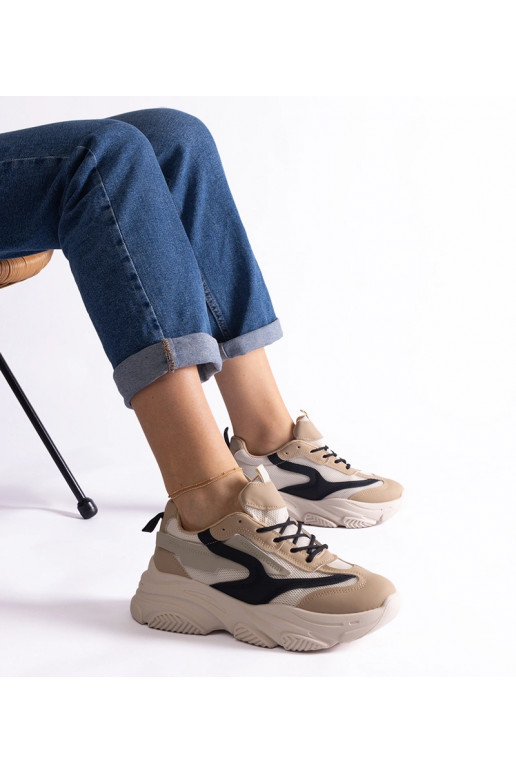 Baskets femme beige et noir Milenka