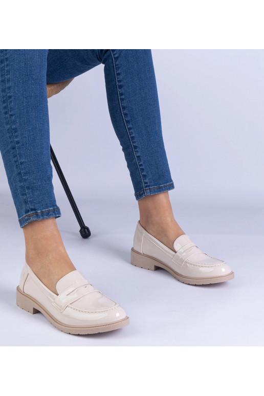 Chaussures femme en cuir verni beige...