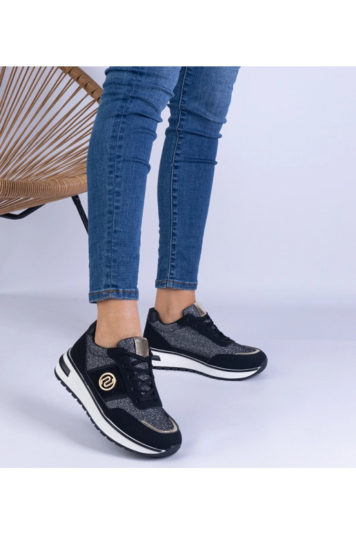 Baskets noires brillantes avec...