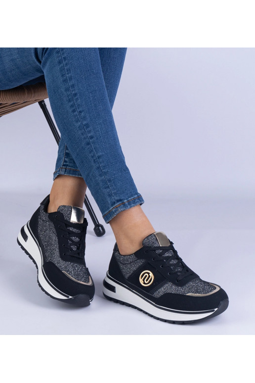 Baskets noires brillantes avec...