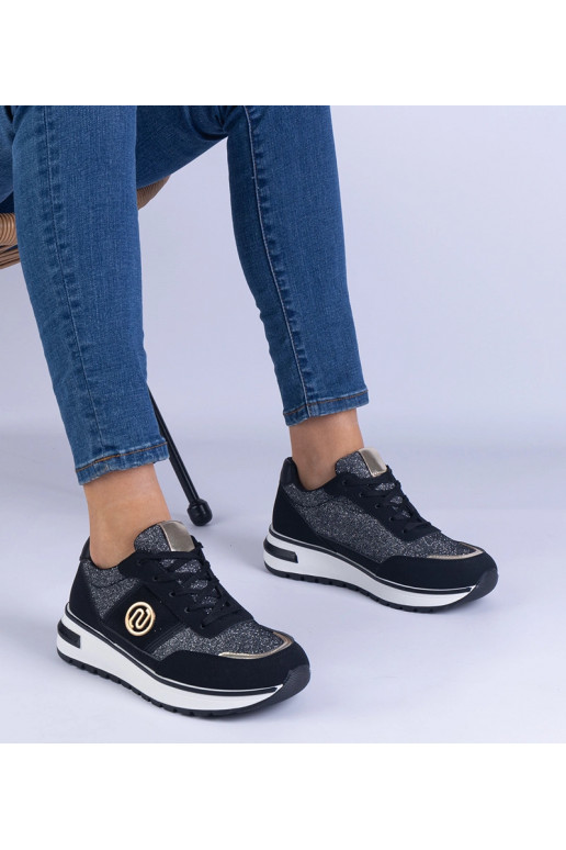 Baskets noires brillantes avec...