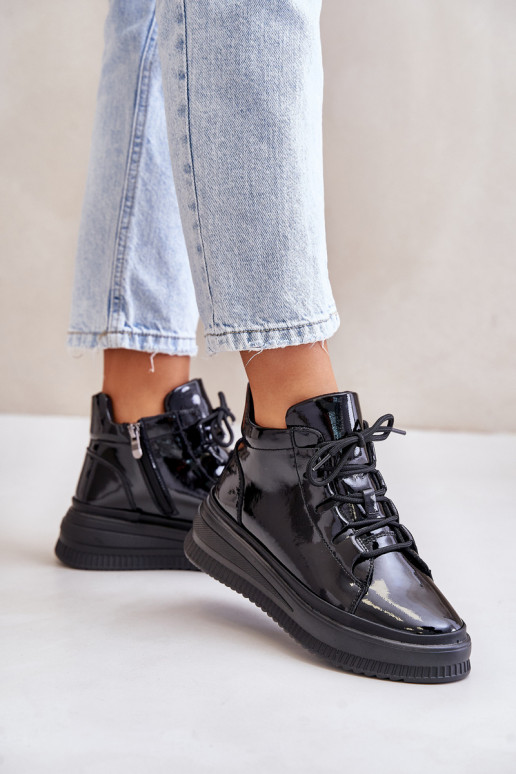 Baskets à plateforme en cuir naturel... Baskets à plateforme en cuir naturel...