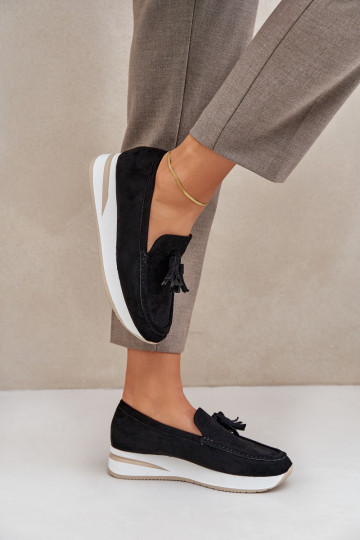 Mocassins Activé Subtilm Koturnie en daim écologiqueoÀe couleur noire Challavia