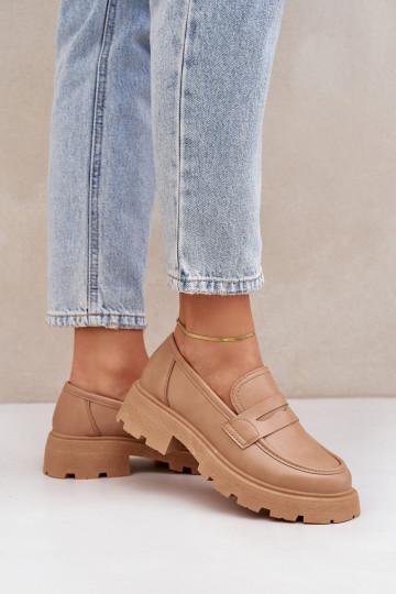 mocassins pour femmes en cuir écologique beige Sendall 2