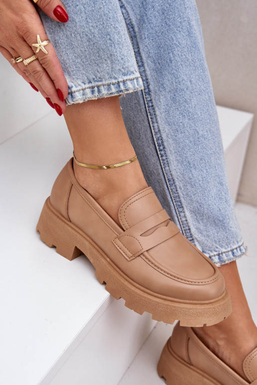 mocassins pour femmes en cuir écologique beige Sendall