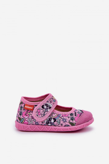 Chaussons Milami Puéril avec attaches adhésives DANS Panda couleur rose Esnia 2