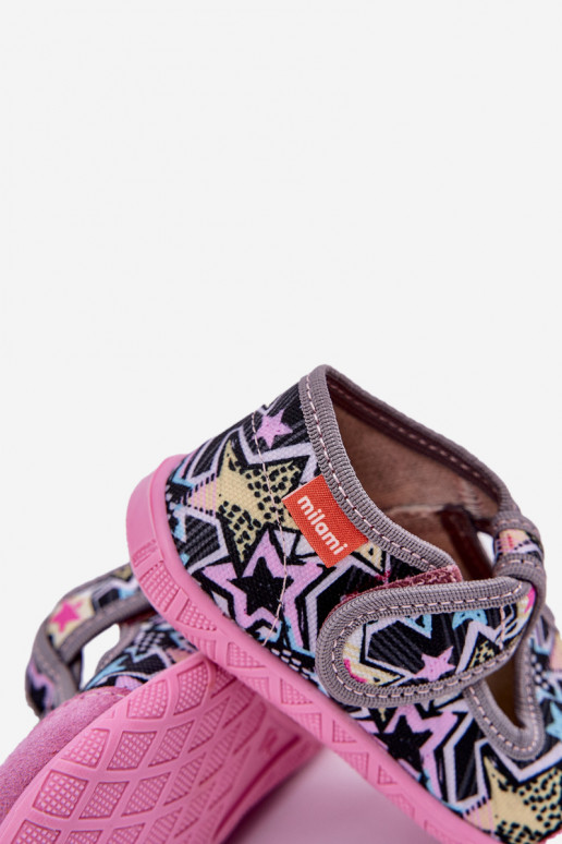 Chaussons Milami Puéril avec attaches adhésives gris-couleur rose Jasimrra Chaussons Milami Puéril avec attaches adhésives gris-couleur rose Jasimrra