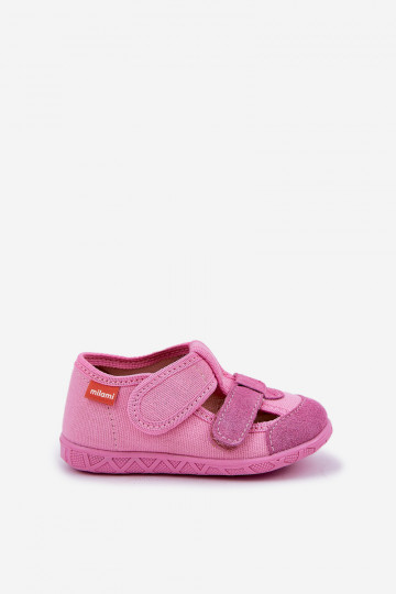 Chaussons Milami enfants avec fermetures Velcro couleur rose Reathiana 2