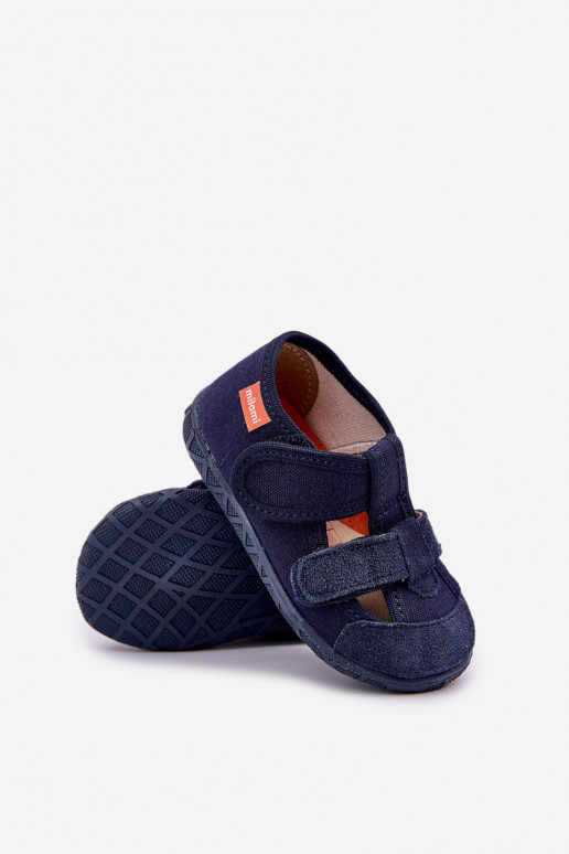 Chaussons Milami Puéril avec attaches adhésives bleu foncé Reathiana